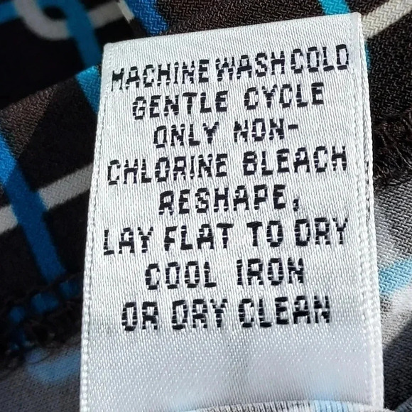 Talbots Petites Geometric Belted Dress Size 4 Blue/ Brown/ White/Turqouise - Picture 11 of 12